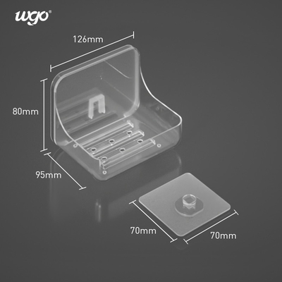Chiara plastica del bagno del supporto autoadesivo del porta-sapone nessuna perforazione