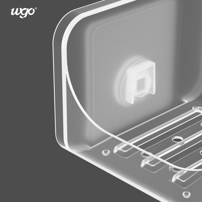 Chiara plastica del bagno del supporto autoadesivo del porta-sapone nessuna perforazione