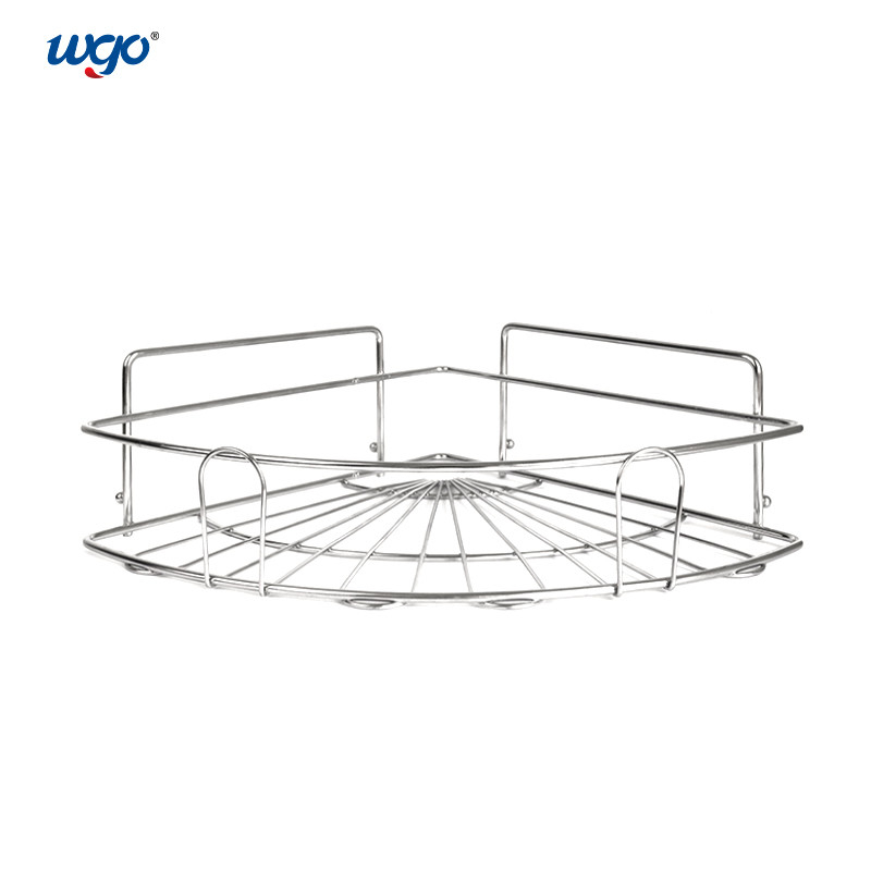 L'acciaio inossidabile montato cuscinetto di potere forte di tenuta del gel non non installa il carrello necessario dello scaffale dell'angolo del bagno degli strumenti